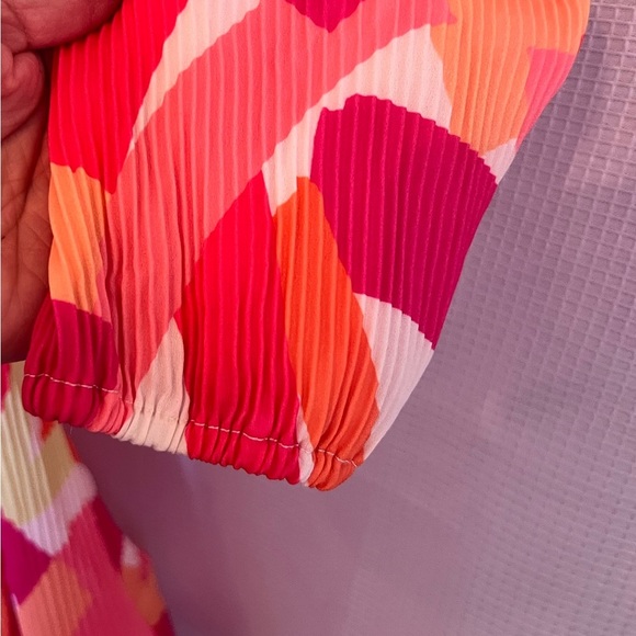 Nicole Miller Bright Patterned Long Sleeve Belted Dress M - Picture 3 of 3